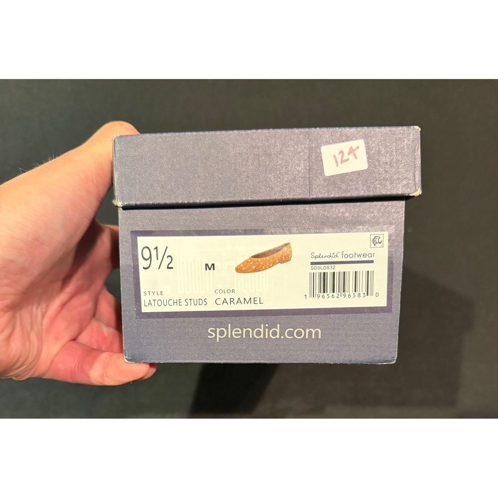Splendid Latouche Studs Caramel Brown Suede Pointed Toe Flats Shoes 9.5 NEW